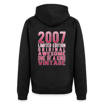 Limited Edition Since 2007 Birthday Vintage 2007 - Unisex Premium Organic Zip Hoodie - black - Back - Nico (187cm)