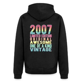Limited Edition Since 2007 Birthday Vintage 2007 - Unisex Premium Organic Zip Hoodie - black - Back - Nico (187cm)