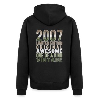 Limited Edition Since 2007 Birthday Vintage 2007 - Unisex Premium Organic Zip Hoodie - black - Back - Nico (187cm)