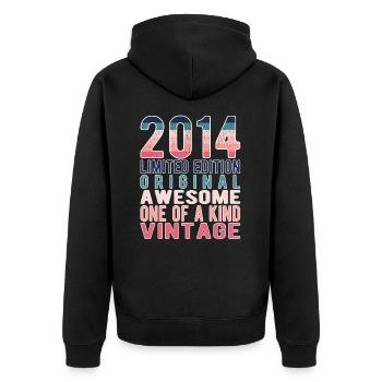 Edition limitée depuis 2014 Anniversaire Millésime 2014 - Veste à capuche bio Premium Unisexe - noir - Dos - Nico (187cm)