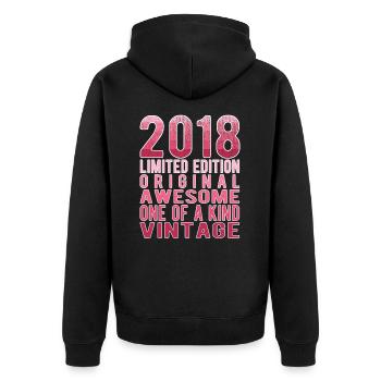 Limited Edition Since 2018 Birthday Vintage 2018 - Unisex Premium Organic Zip Hoodie - black - Back - Nico (187cm)