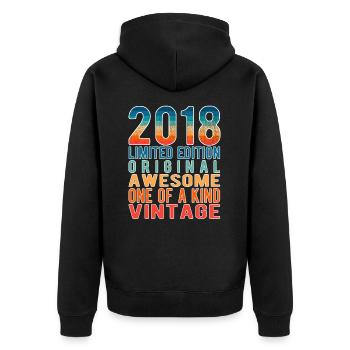 Limited Edition Since 2018 Birthday Vintage 2018 - Unisex Premium Organic Zip Hoodie - black - Back - Nico (187cm)