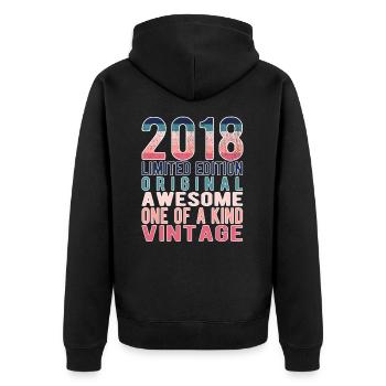 Limited Edition Since 2018 Birthday Vintage 2018 - Unisex Premium Organic Zip Hoodie - black - Back - Nico (187cm)