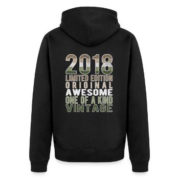 Limited Edition Since 2018 Birthday Vintage 2018 - Unisex Premium Organic Zip Hoodie - black - Back - Nico (187cm)