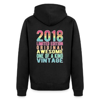 Limited Edition Since 2018 Birthday Vintage 2018 - Unisex Premium Organic Zip Hoodie - black - Back - Nico (187cm)