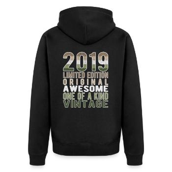Edition limitée depuis 2019 Anniversaire Millésime 2019 - Veste à capuche bio Premium Unisexe - noir - Dos - Nico (187cm)