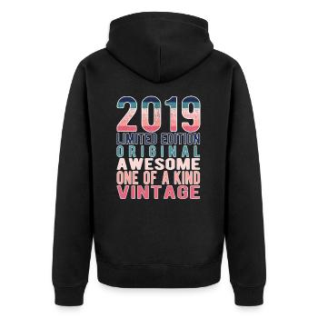 Edition limitée depuis 2019 Anniversaire Millésime 2019 - Veste à capuche bio Premium Unisexe - noir - Dos - Nico (187cm)