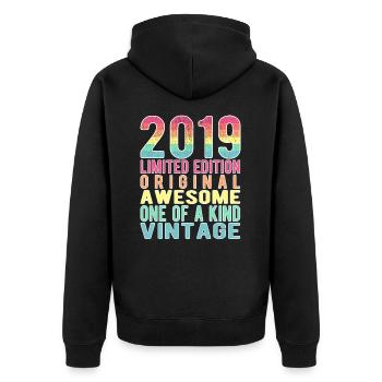 Edition limitée depuis 2019 Anniversaire Millésime 2019 - Veste à capuche bio Premium Unisexe - noir - Dos - Nico (187cm)