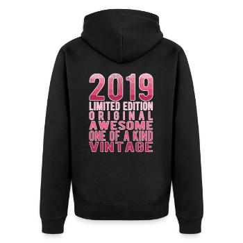 Edition limitée depuis 2019 Anniversaire Millésime 2019 - Veste à capuche bio Premium Unisexe - noir - Dos - Nico (187cm)