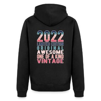Edition limitée depuis 2022 Anniversaire Millésime 2022 - Veste à capuche bio Premium Unisexe - noir - Dos - Nico (187cm)