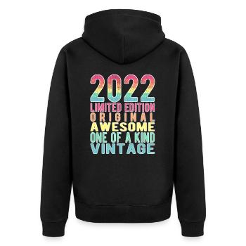 Edition limitée depuis 2022 Anniversaire Millésime 2022 - Veste à capuche bio Premium Unisexe - noir - Dos - Nico (187cm)
