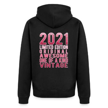 Limited Edition Since 2021 Birthday Vintage 2021 - Unisex Premium Organic Zip Hoodie - black - Back - Nico (187cm)
