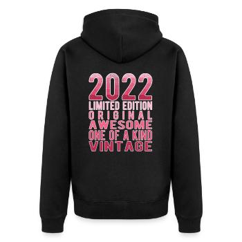 Edition limitée depuis 2022 Anniversaire Millésime 2022 - Veste à capuche bio Premium Unisexe - noir - Dos - Nico (187cm)