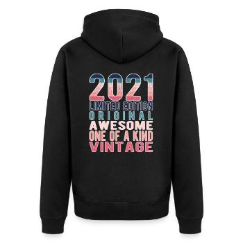 Limited Edition Since 2021 Birthday Vintage 2021 - Unisex Premium Organic Zip Hoodie - black - Back - Nico (187cm)