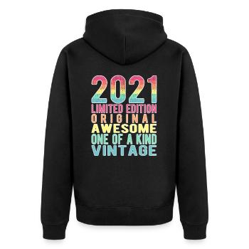 Limited Edition Since 2021 Birthday Vintage 2021 - Unisex Premium Organic Zip Hoodie - black - Back - Nico (187cm)