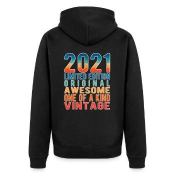 Limited Edition Since 2021 Birthday Vintage 2021 - Unisex Premium Organic Zip Hoodie - black - Back - Nico (187cm)