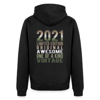 Limited Edition Since 2021 Birthday Vintage 2021 - Unisex Premium Organic Zip Hoodie - black - Back - Nico (187cm)
