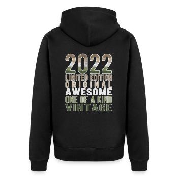 Edition limitée depuis 2022 Anniversaire Millésime 2022 - Veste à capuche bio Premium Unisexe - noir - Dos - Nico (187cm)