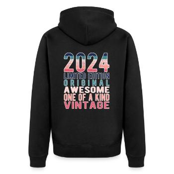 Limited Edition since 2024 Birthday Vintage 2024 - Unisex Premium Organic Zip Hoodie - black - Back - Nico (187cm)