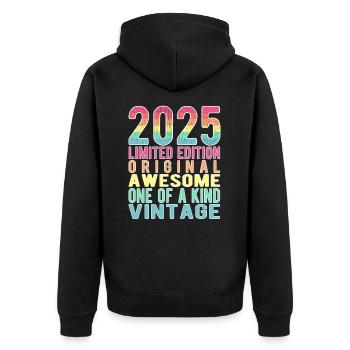 Edition limitée depuis 2025 Anniversaire Millésime 2025 - Veste à capuche bio Premium Unisexe - noir - Dos - Nico (187cm)