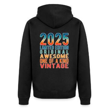 Edition limitée depuis 2025 Anniversaire Millésime 2025 - Veste à capuche bio Premium Unisexe - noir - Dos - Nico (187cm)