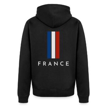 Drapeau de la France, fierté française - Veste à capuche bio Premium Unisexe - noir - Dos - Nico (187cm)