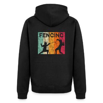 Fechten Fencing - Unisex Premium Bio Zip Hoodie - Schwarz - Hinten - Nico (187cm)