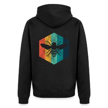 Biene Retro Imker - Unisex Premium Bio Zip Hoodie - Schwarz - Hinten - Nico (187cm)