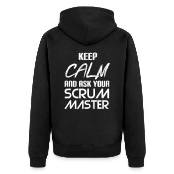 Scrum Master Shirt - Unisex Premium Organic Zip Hoodie - black - Back - Nico (187cm)