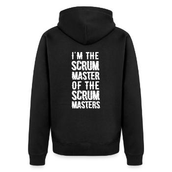 Scrum Master Agile Projectmanagement T-Shirt - Unisex Premium Organic Zip Hoodie - black - Back - Nico (187cm)