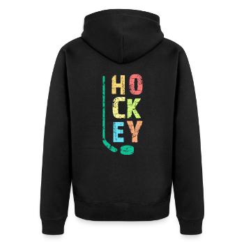 Hockey Child - Unisex Premium Organic Zip Hoodie - black - Back - Nico (187cm)