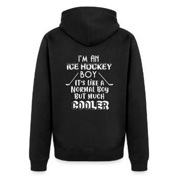 Enfant de hockey sur glace - Veste à capuche bio Premium Unisexe - noir - Dos - Nico (187cm)