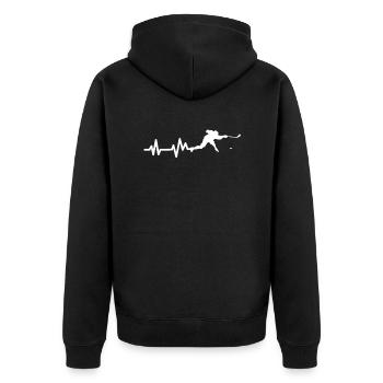 Battement de cœur des joueurs de hockey - Veste à capuche bio Premium Unisexe - noir - Dos - Nico (187cm)