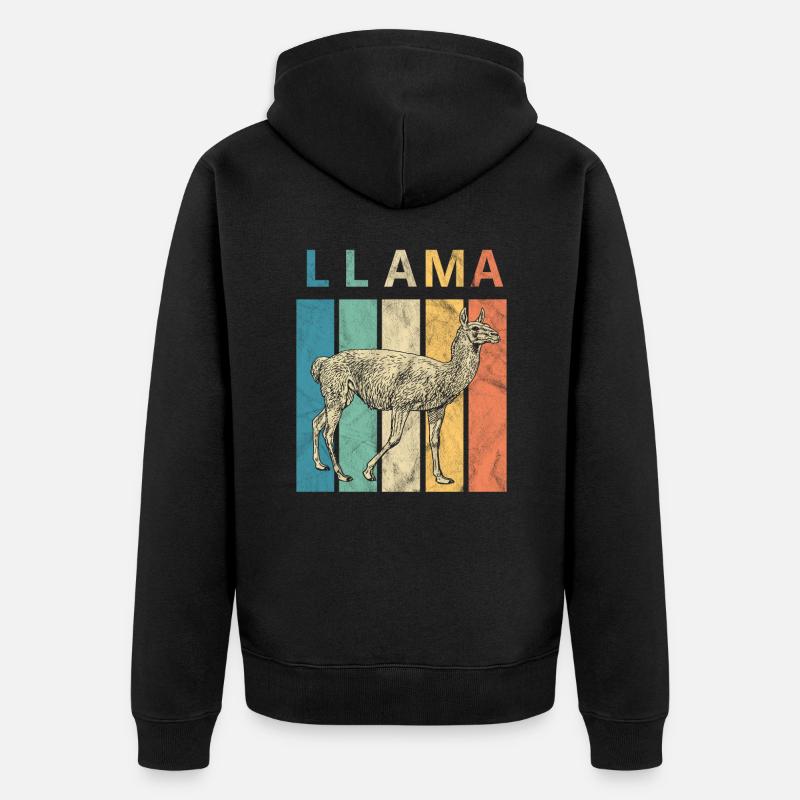 Lama rétro - Veste à capuche bio Premium Unisexe - noir