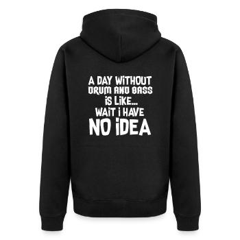 Ein Tag Ohne Drum And Bass - Unisex Premium Bio Zip Hoodie - Schwarz - Hinten - Nico (187cm)