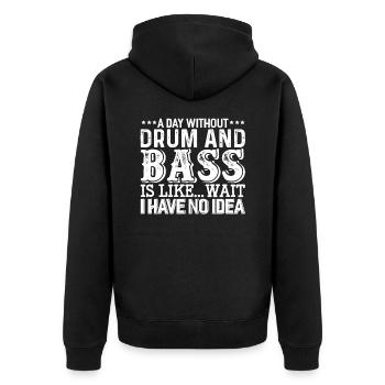 Ein Tag Ohne Drum And Bass DnB - Unisex Premium Bio Zip Hoodie - Schwarz - Hinten - Nico (187cm)