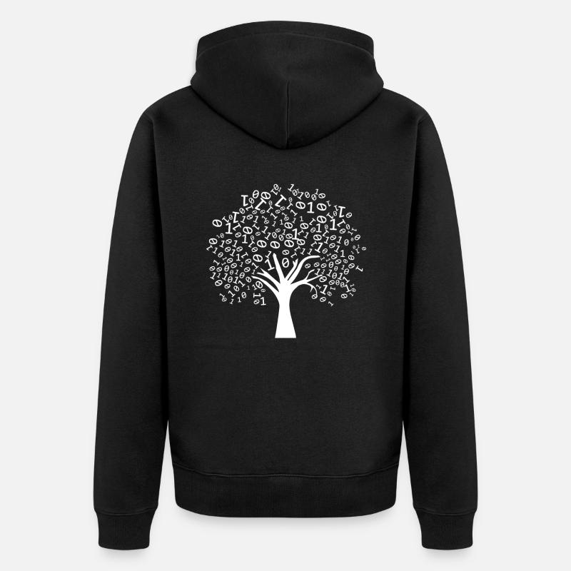 Programmer Binary Tree - Unisex Premium Organic Zip Hoodie - black