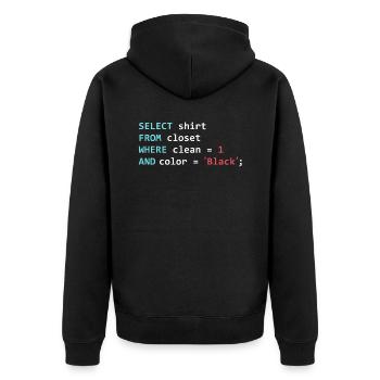 Programmer Database Funny SQL Query - Unisex Premium Organic Zip Hoodie - black - Back - Nico (187cm)