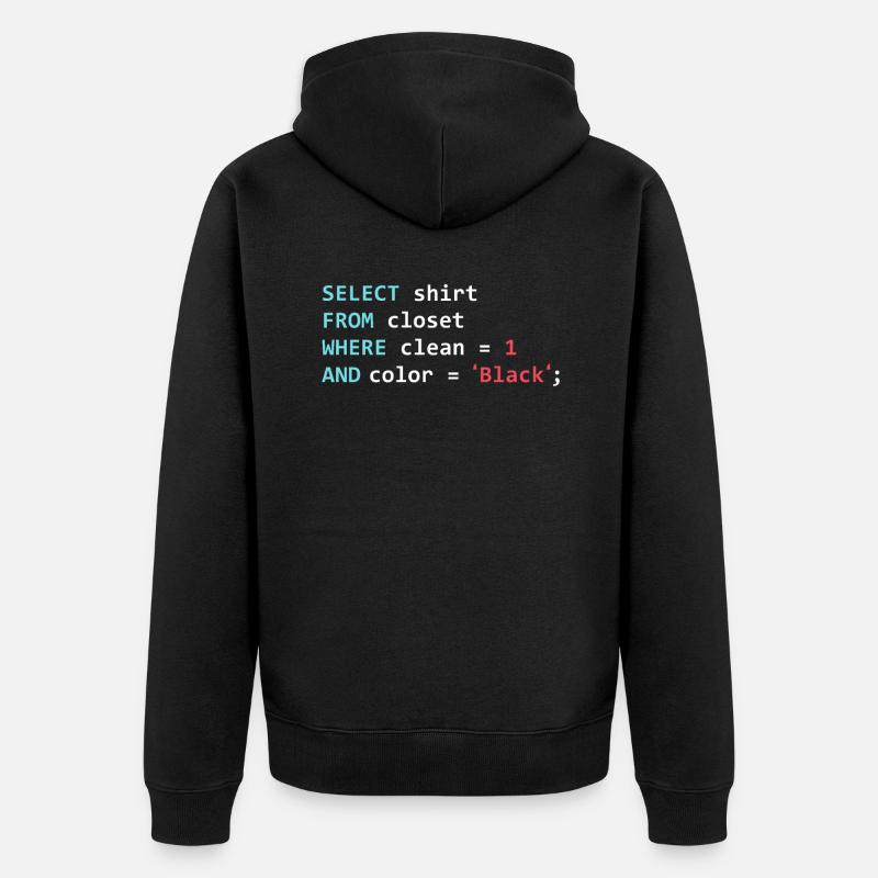 Programmeur Datanbank Funny SQL Query - Veste à capuche bio Premium Unisexe - noir