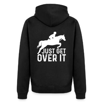 Pferde Hunter Jumper Pferd - Unisex Premium Bio Zip Hoodie - Schwarz - Hinten - Nico (187cm)