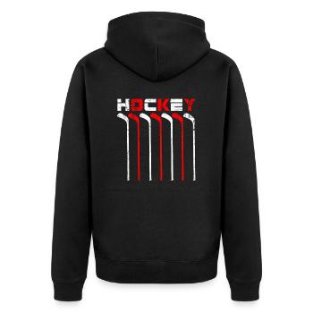 Eishockey - Unisex Premium Bio Zip Hoodie - Schwarz - Hinten - Nico (187cm)