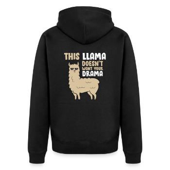Llama This Llama Doesn't Want You Drama Llama - Unisex Premium Bio Zip Hoodie - Schwarz - Hinten - Nico (187cm)