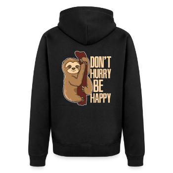 Faultiere haben es nicht eilig Faultier - Unisex Premium Bio Zip Hoodie - Schwarz - Hinten - Nico (187cm)