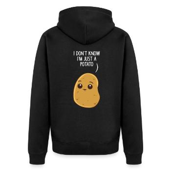 Ich Bin Nur Eine Kartoffel Ich Weiß Nicht - Unisex Premium Bio Zip Hoodie - Schwarz - Hinten - Nico (187cm)