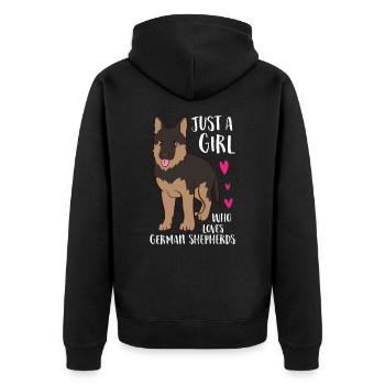 Une fille qui aime les chiens de berger - Veste à capuche bio Premium Unisexe - noir - Dos - Nico (187cm)