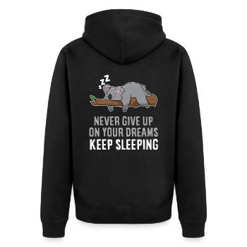 Funny Koala Never Give Up On Your Dreams - Unisex Premium Organic Zip Hoodie - black - Back - Nico (187cm)