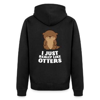 J’aime la loutre Tout simplement Loutre drôle - Veste à capuche bio Premium Unisexe - noir - Dos - Nico (187cm)