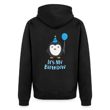Pingouin Anniversaire Pingouin Anniversaire Enfant Pingouin - Veste à capuche bio Premium Unisexe - noir - Dos - Nico (187cm)