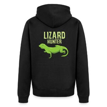 Funny Lizard Hunter Love Lizards - Unisex Premium Organic Zip Hoodie - black - Back - Nico (187cm)