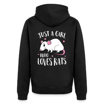 Just A Girl Who Loves Rats - Unisex Premium Organic Zip Hoodie - black - Back - Nico (187cm)